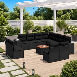 Specifications of 12 Piece Garden Sofa Set with Black Cushions