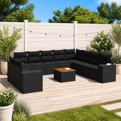 Modular Black Garden Sofa Set: 11 Pieces of Durable Comfort