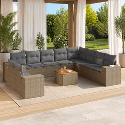 Garden Sofa Set 11 Piece – PE Rattan and Acacia Wood