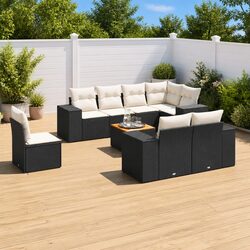 9 Piece Outdoor Sofa Set with PE Rattan & Acacia Table