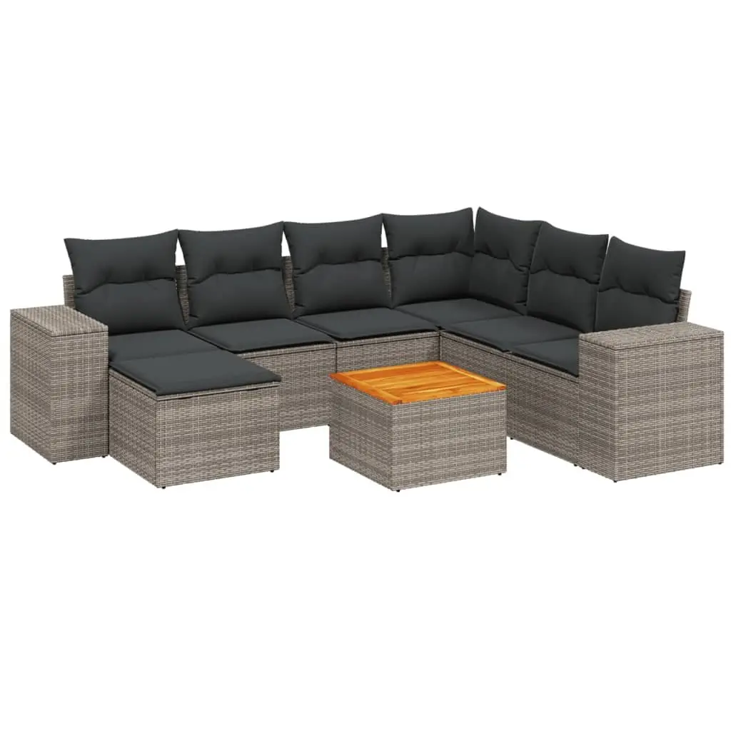 Garden Sofa Set 8 Piece Outdoor Use Grey Poly Rattan Modular
