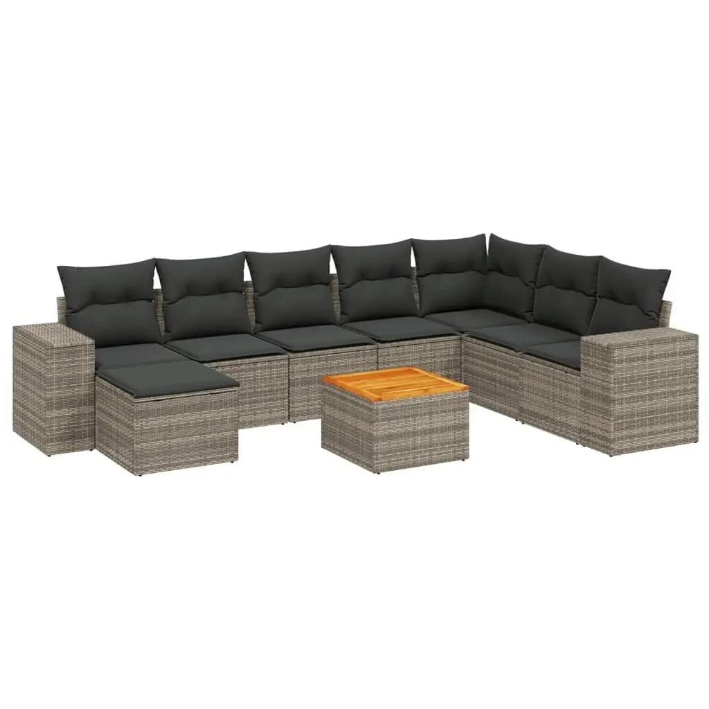 Garden Sofa Set Outdoor Furniture 9 Piece Modular Grey Poly Rattan