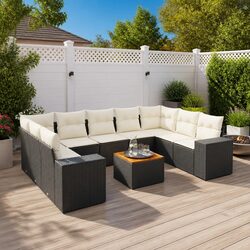 10 Piece Garden Sofa Set Outdoor Furniture Patio Lounge with Cushions Black
