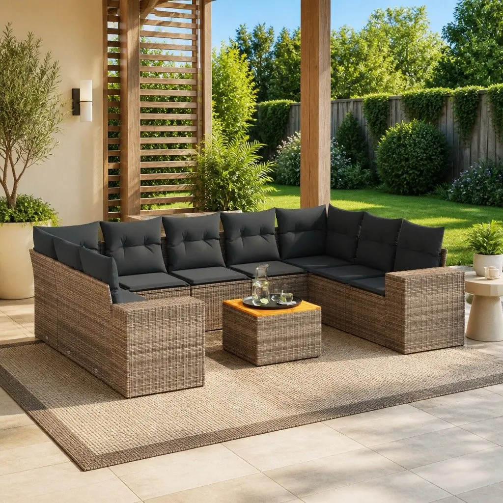 10 Piece Garden Sofa Set in Grey
