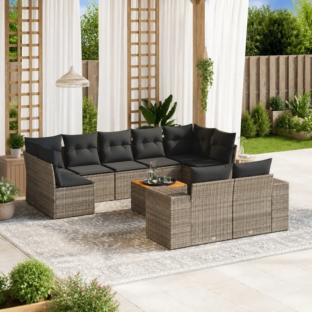 10 Piece Garden Sofa Set Outdoor Furniture Patio Seating Grey with Cushions