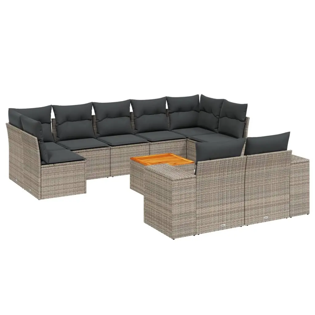 10 Piece Garden Sofa Set Outdoor Furniture Patio Seating Grey with Cushions