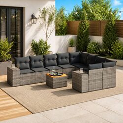 Specifications of 10 Piece Outdoor Grey Poly Rattan Sofa Set