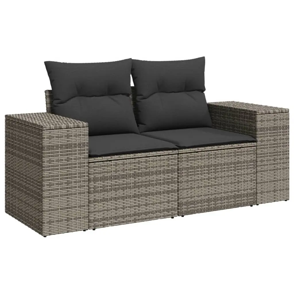 Garden Sofa Set 10 Pieces with Grey Poly Rattan Frame