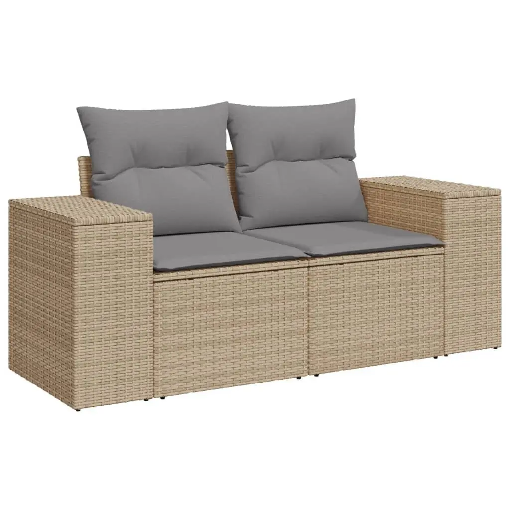 11 Piece Modular Outdoor Sofa Set Beige Patio Lounge with Cushions for Backyard or Terrace