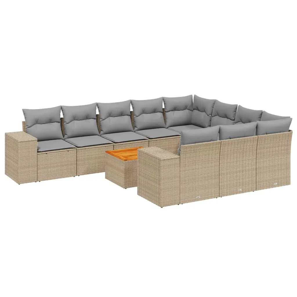 Garden Sofa Set Outdoor Furniture Patio 11 Piece Beige Cushions Modular