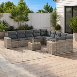 11 Piece Grey Garden Sofa Set: Specs and Features