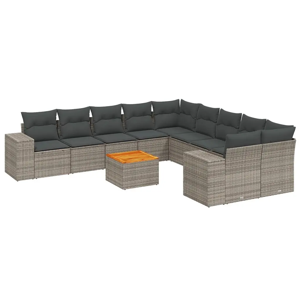 11 Piece Outdoor Sofa Set Garden Patio Furniture Grey with Cushions