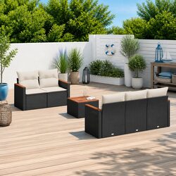 6 Piece Garden Sofa Set Specifications: Black Cushions