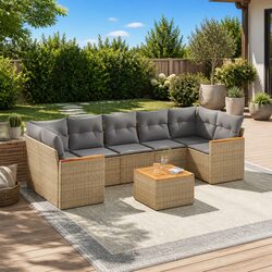 8-Piece Garden Sofa Set Specifications: Beige Rattan