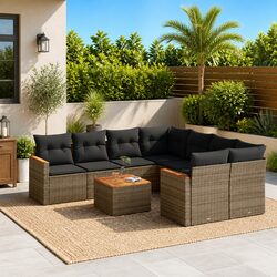 9 Piece Grey Garden Sofa Set Specifications and Details