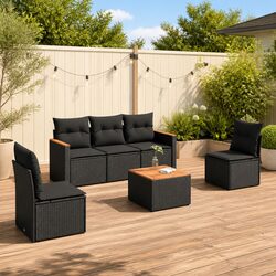 Detailed Specs of 6-Piece Garden Sofa Set in Black