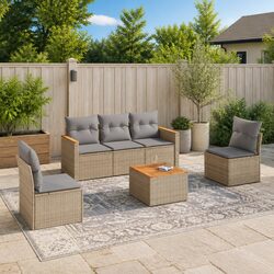 6-Piece Garden Sofa Set Specifications: Modular and Durable