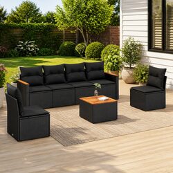 Specifications of 7 Piece Black Garden Sofa Set