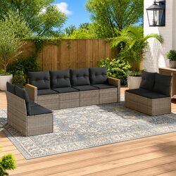 8-Piece Garden Sofa Set Specifications: Grey Modular Design