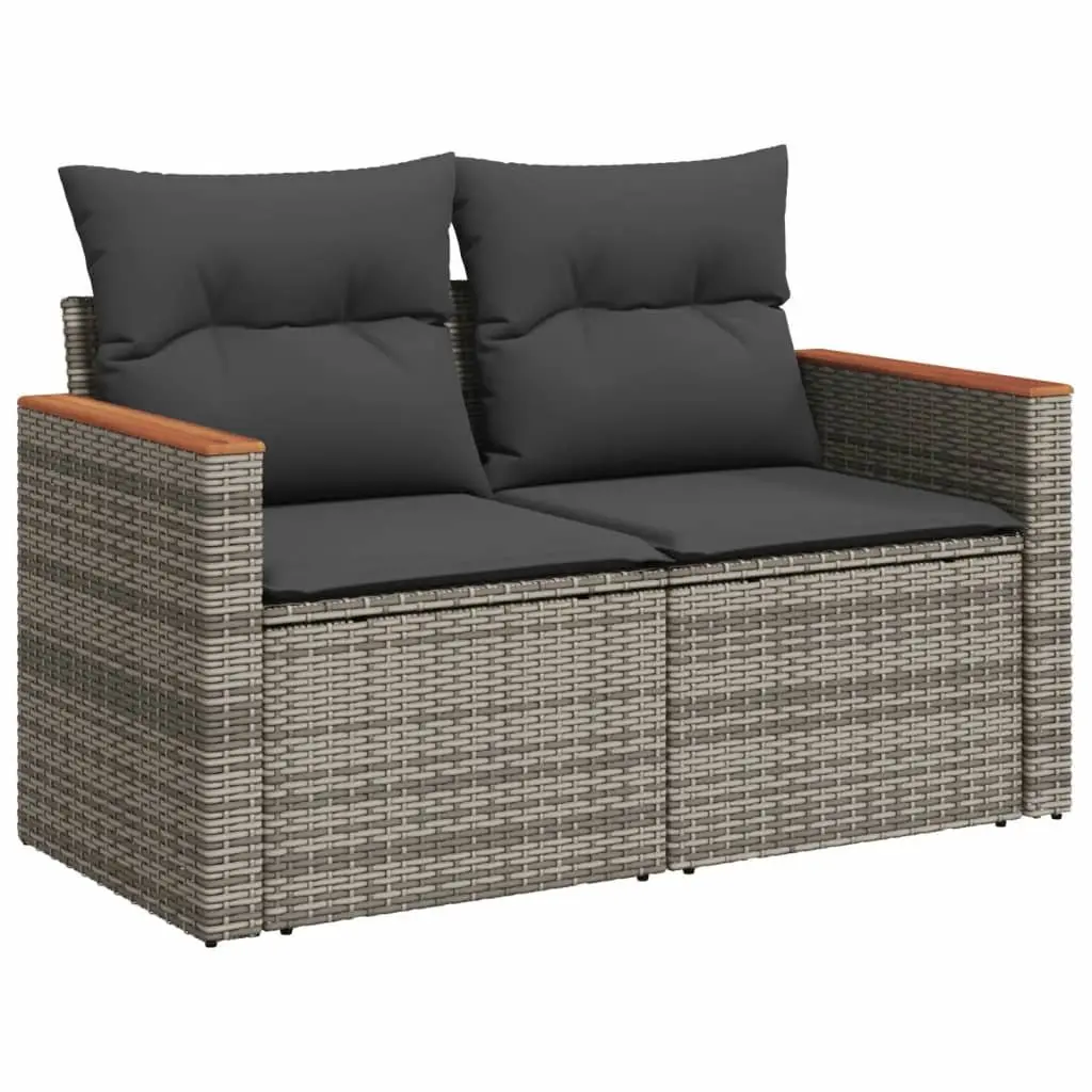 Garden Sofa Set 8 Piece Outdoor Furniture Grey Poly Rattan Modular Patio Seating