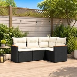 Garden Sofa Set: 4-Piece Black Outdoor Furniture