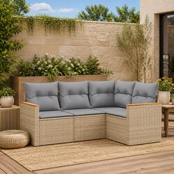 Specifications of 4-Piece Beige Garden Sofa Set with Cushions