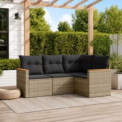 Garden Sofa Set 4 Piece Outdoor Furniture Patio Sectional Grey Modular