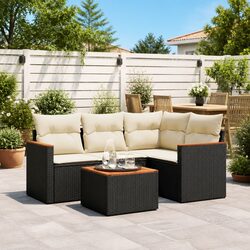 5 Piece Garden Sofa Set Outdoor Furniture Patio Lounge with Cushions Black