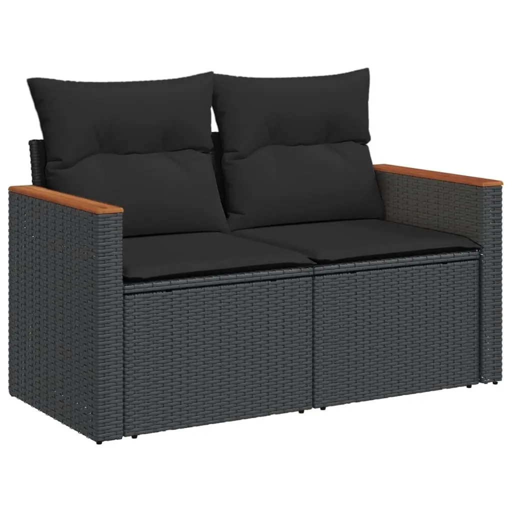 Garden Sofa Set Outdoor Use 5 Piece Modular Furniture Black with Cushions