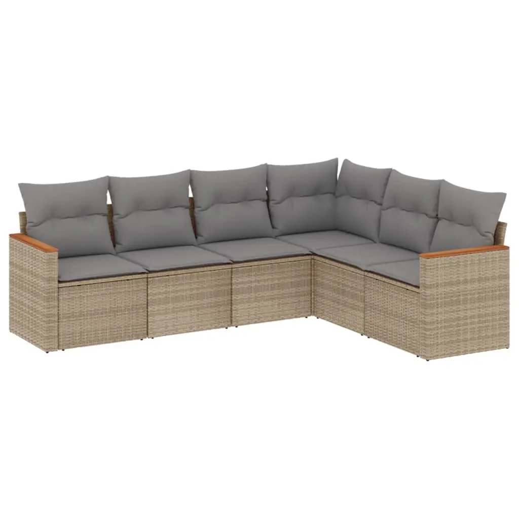 6 Piece Modular Garden Sofa Set with Beige Cushions