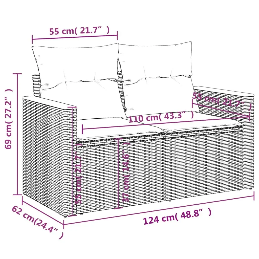 Garden Sofa Set 6 Piece Outdoor Furniture Patio Sectional Modular Grey