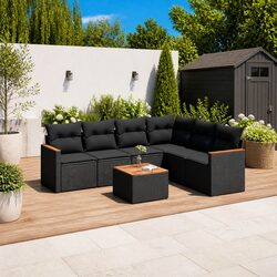 Specifications of 7 Piece Garden Sofa Set with Black Cushions
