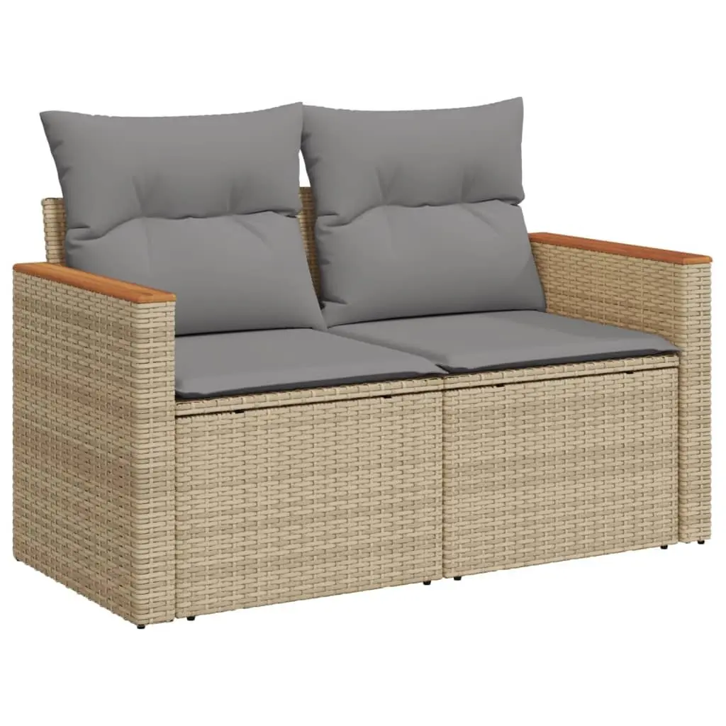 Garden Sofa Set 6 Piece Outdoor Furniture Patio Modular Beige Cushions