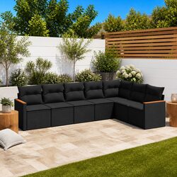 Specifications of the 7-Piece Garden Sofa Set in Black