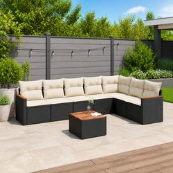 8 Piece Modular Garden Sofa Set in Black Poly Rattan