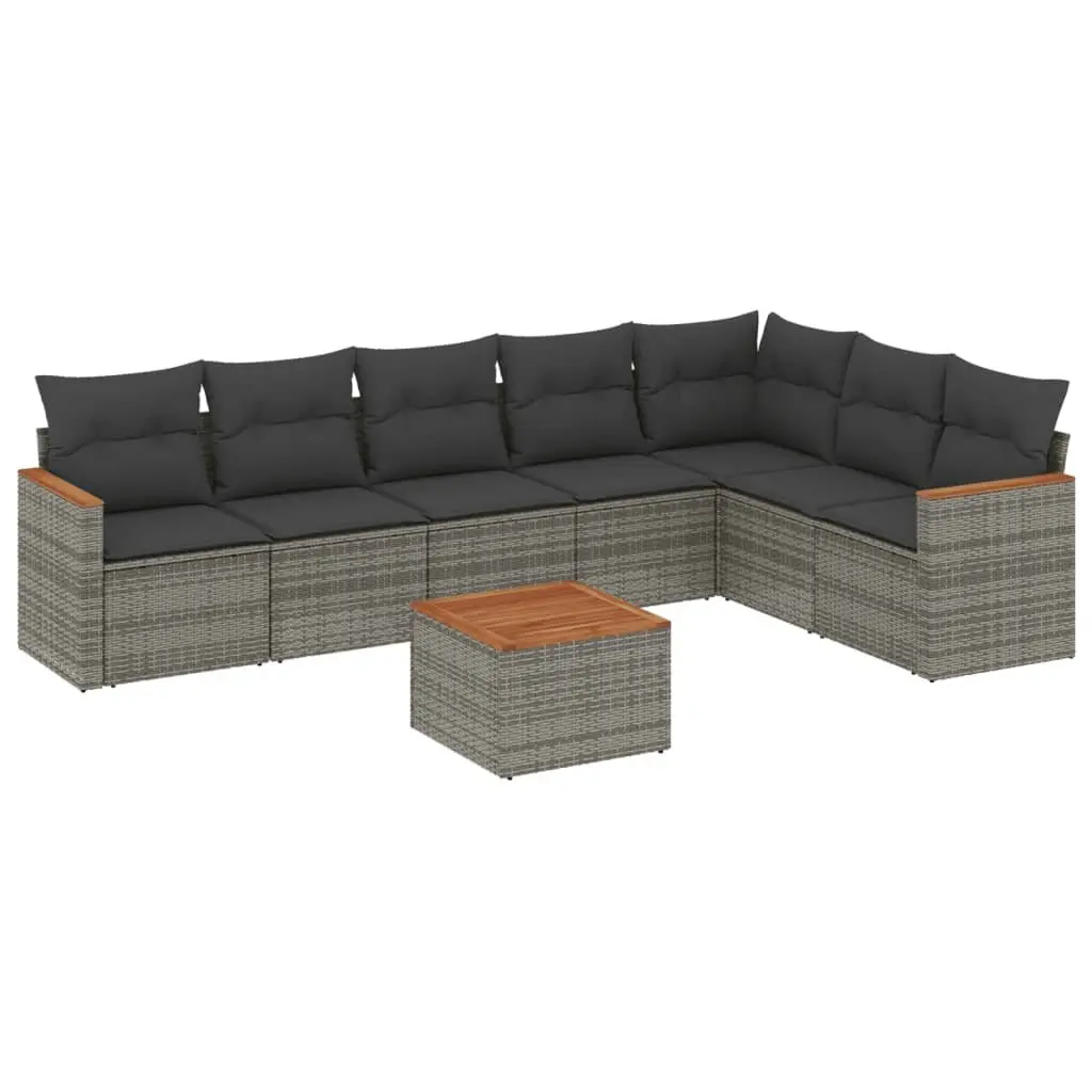 Garden Sofa Set Outdoor Furniture 8 Piece Grey Poly Rattan Patio Lounge Seating