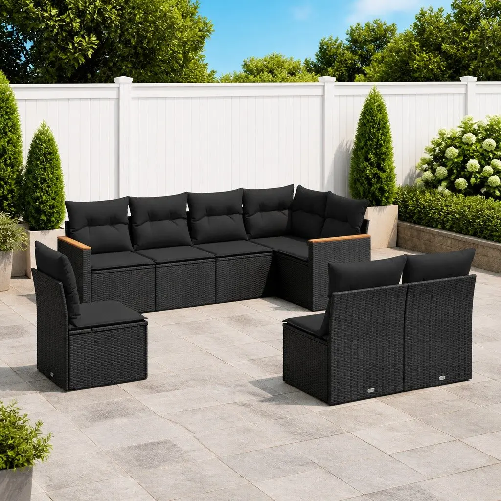 Garden Sofa Set 8 Piece Outdoor Patio Furniture Black Modular