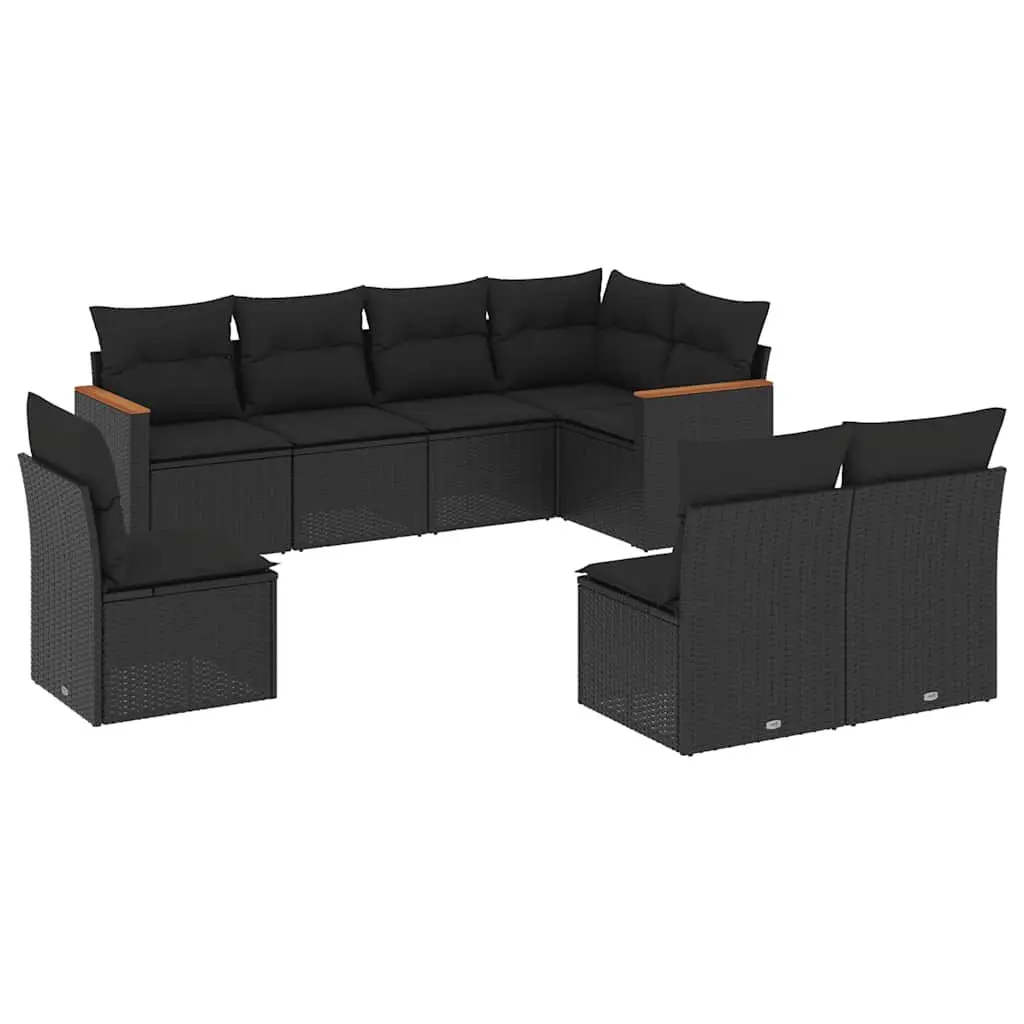 Garden Sofa Set 8 Piece Outdoor Patio Furniture Black Modular