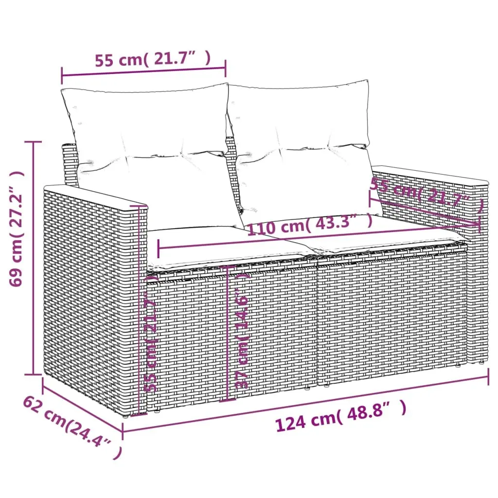 Garden Sofa Set 8 Piece Outdoor Patio Furniture Black Modular