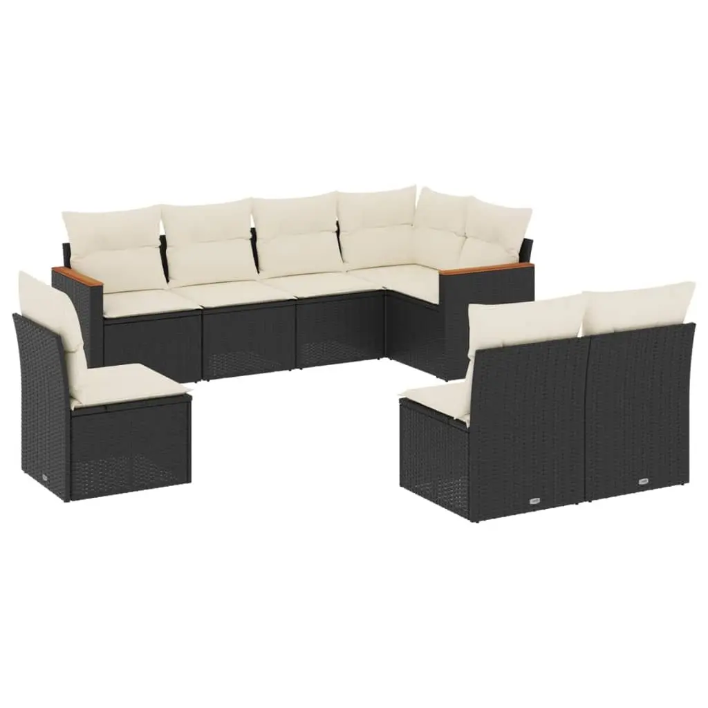 Garden Sofa Set 8 Piece Black Outdoor Furniture Patio Lounge