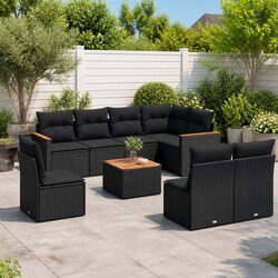 Specifications of 9 Piece Black Garden Sofa Set
