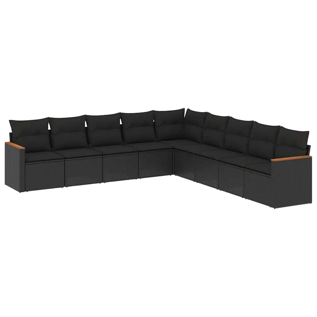 9 Piece Modular Outdoor Sofa Set in Black Rattan