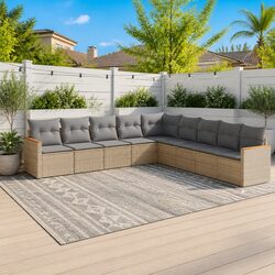 Specifications of 9 Piece Outdoor Sofa Set in Beige