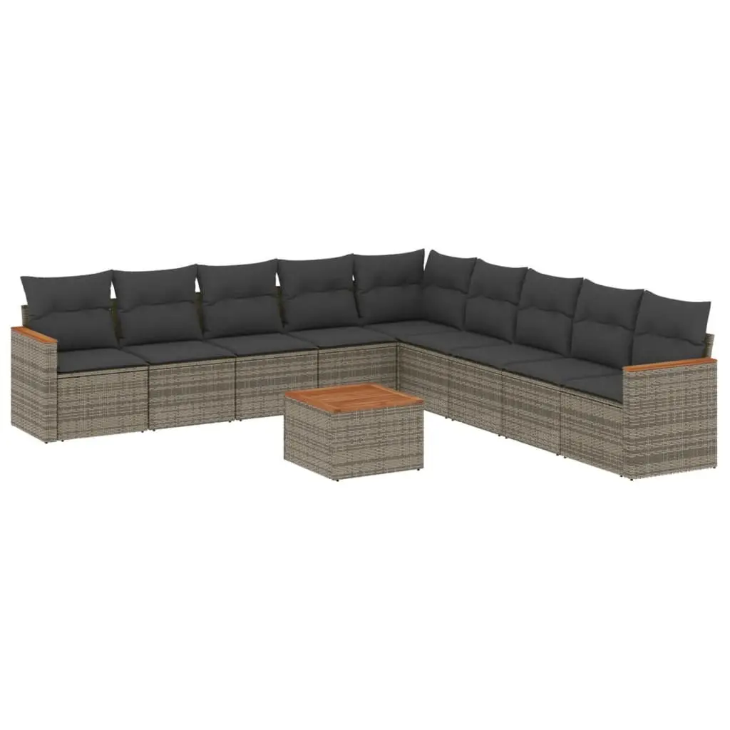 Garden Sofa Set 10 Piece Outdoor Furniture Patio Grey Poly Rattan Modular