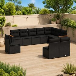 Specifications for 10-Piece Black Modular Garden Sofa Set