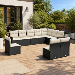 10-Piece Outdoor Garden Sofa Set in Black - Specs & Features