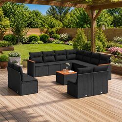Specifications of the 12-Piece Garden Sofa Set in Black