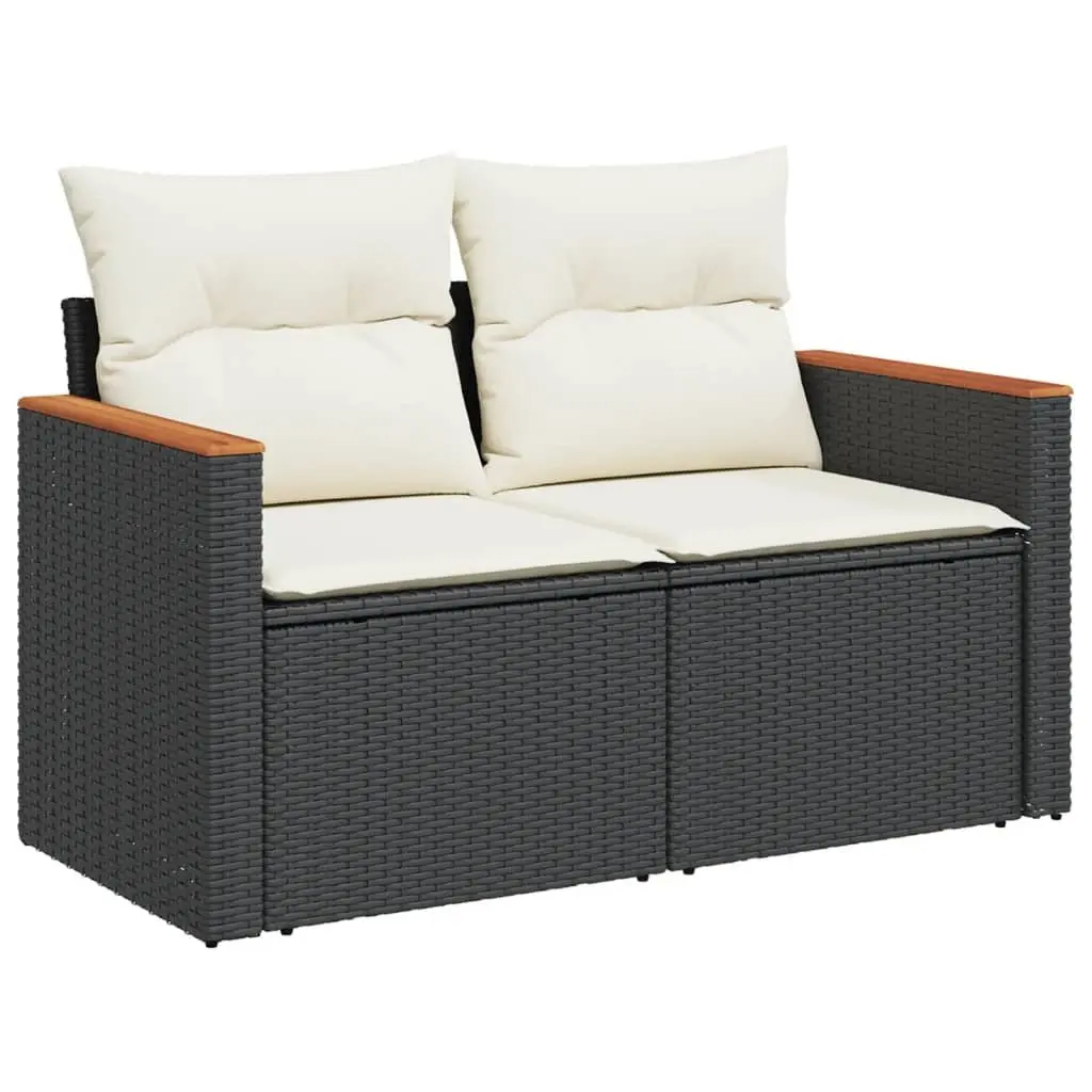 Modular Garden Sofa Set 9 Piece Black Outdoor Furniture for Patio and Backyard