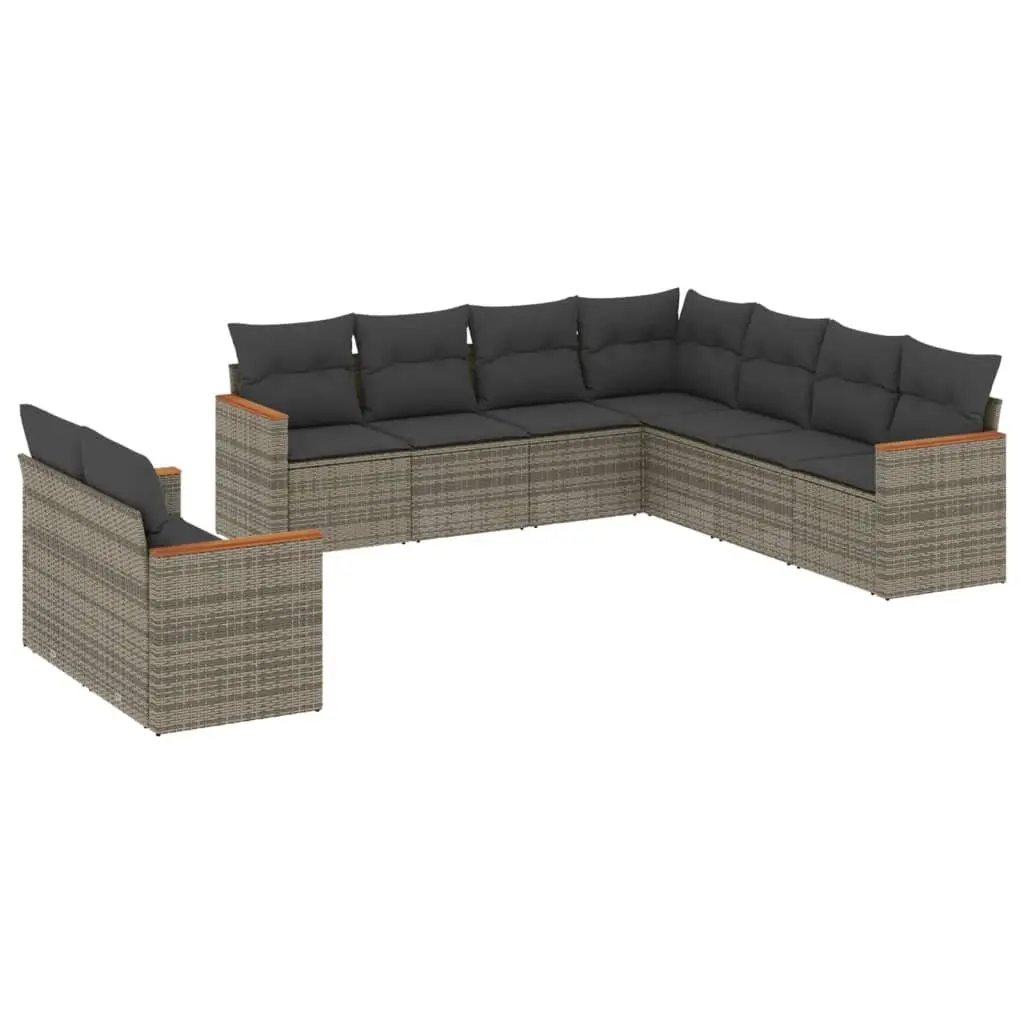 Garden Sofa Set 9 Piece Outdoor Furniture Patio Grey Poly Rattan Modular Lounge