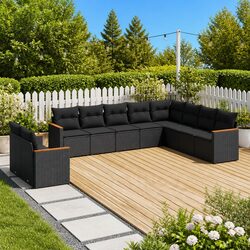 10-Piece Black Modular Garden Sofa Set Specifications